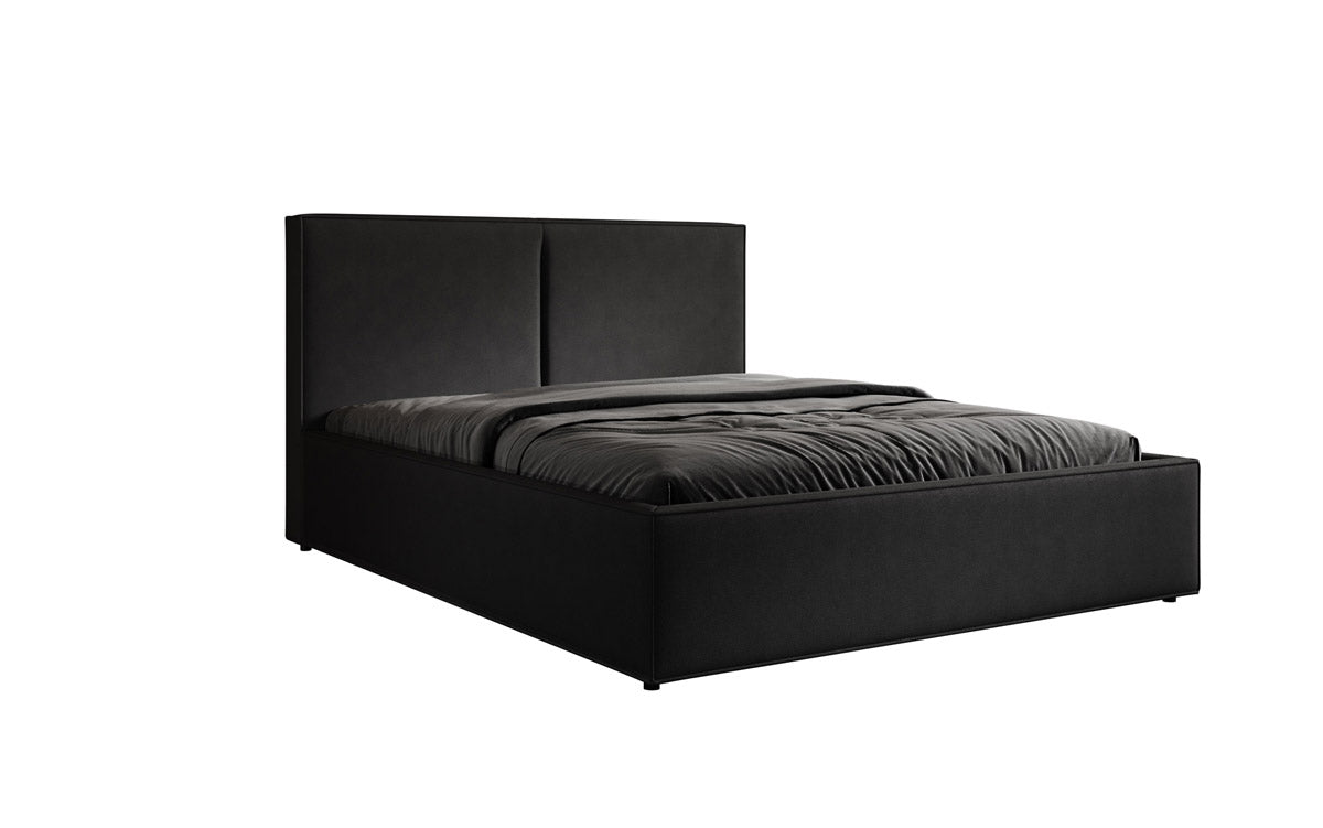 Lit capitonné designer Elara en Tissu avec espace de rangement