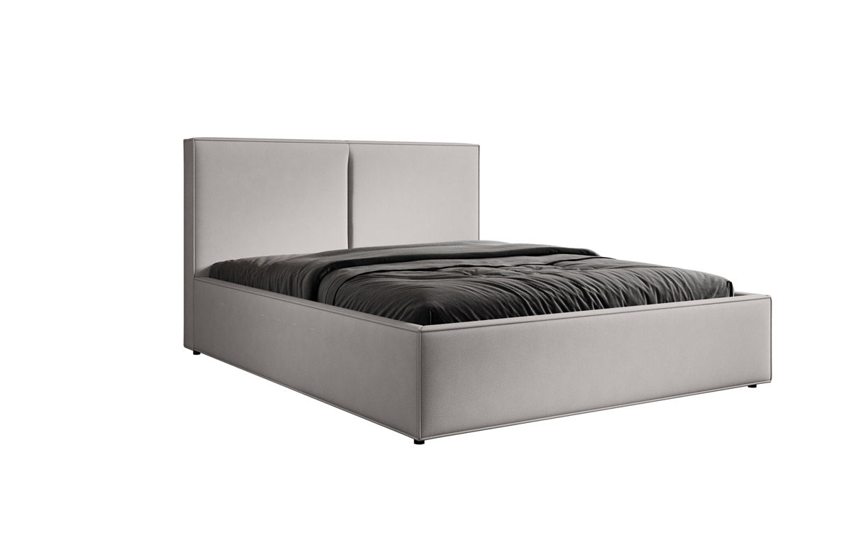 Lit capitonné designer Elara en Tissu avec espace de rangement