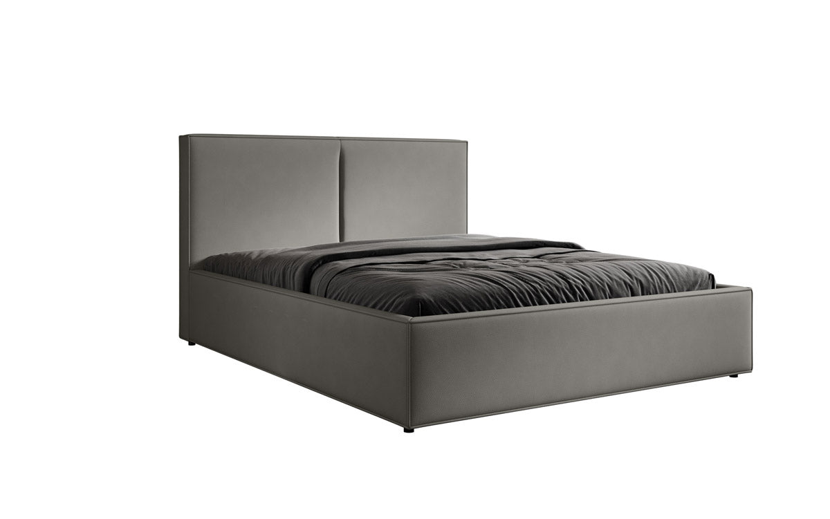Lit capitonné designer Elara en Tissu avec espace de rangement