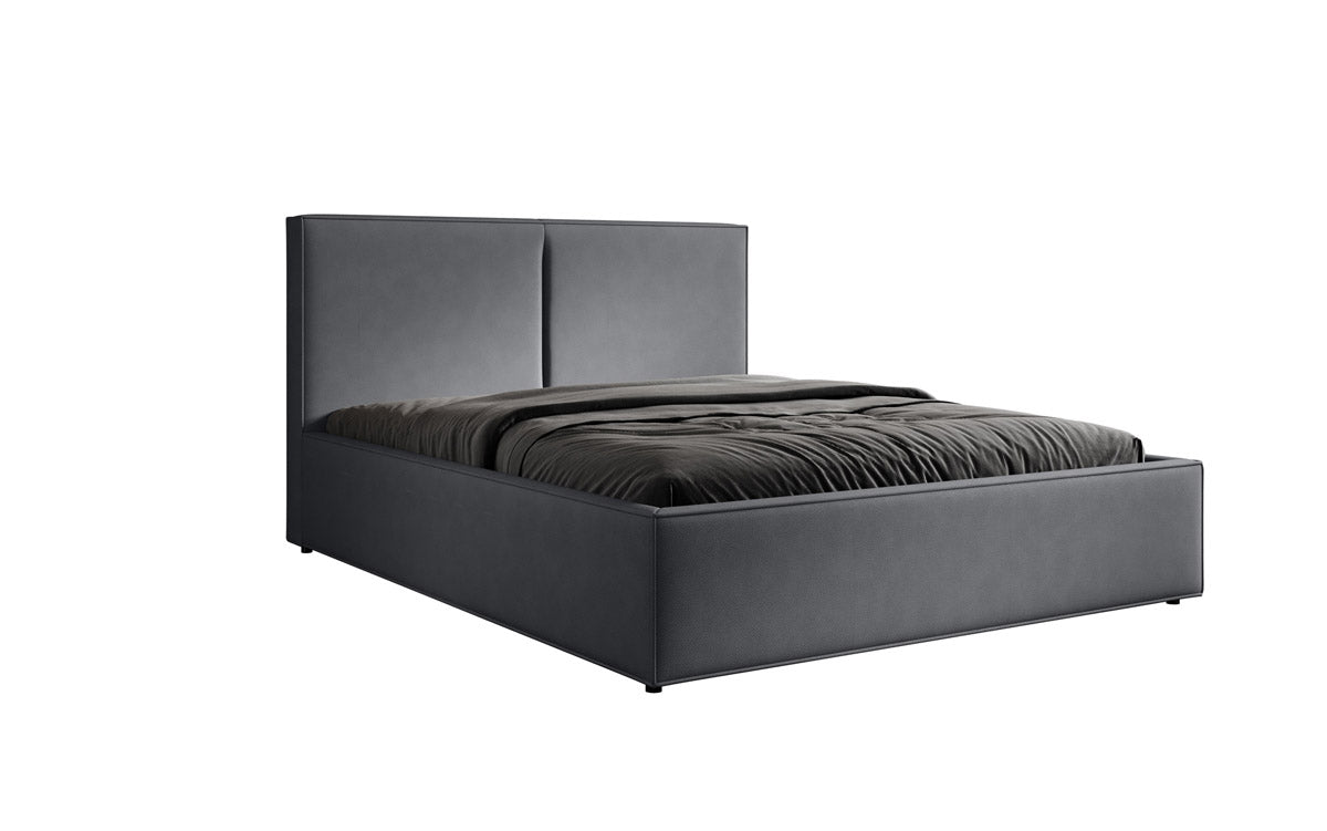 Lit capitonné designer Elara en Tissu avec espace de rangement