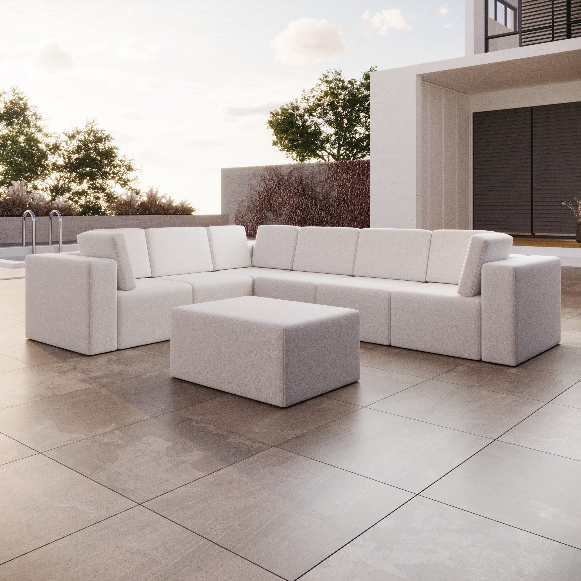Sofa de jardin modulaire Eden L Maxi avec pouf d'appoint
