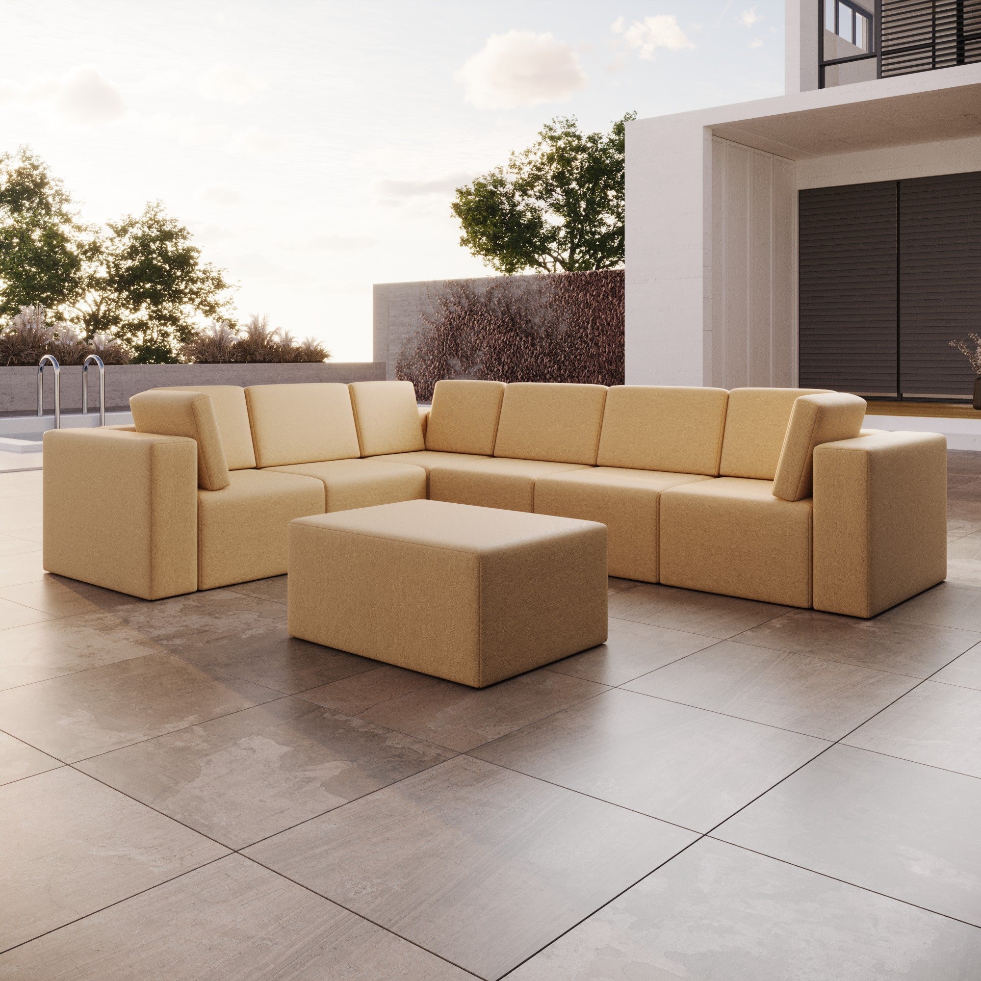 Sofa de jardin modulaire Eden L Maxi avec pouf d'appoint