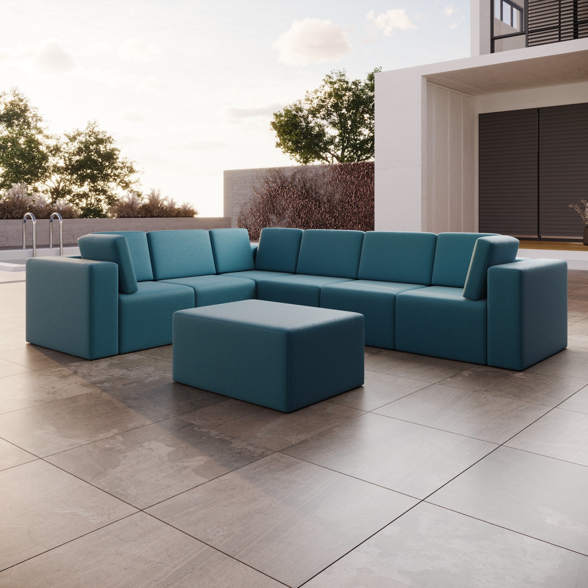 Sofa de jardin modulaire Eden L Maxi avec pouf d'appoint