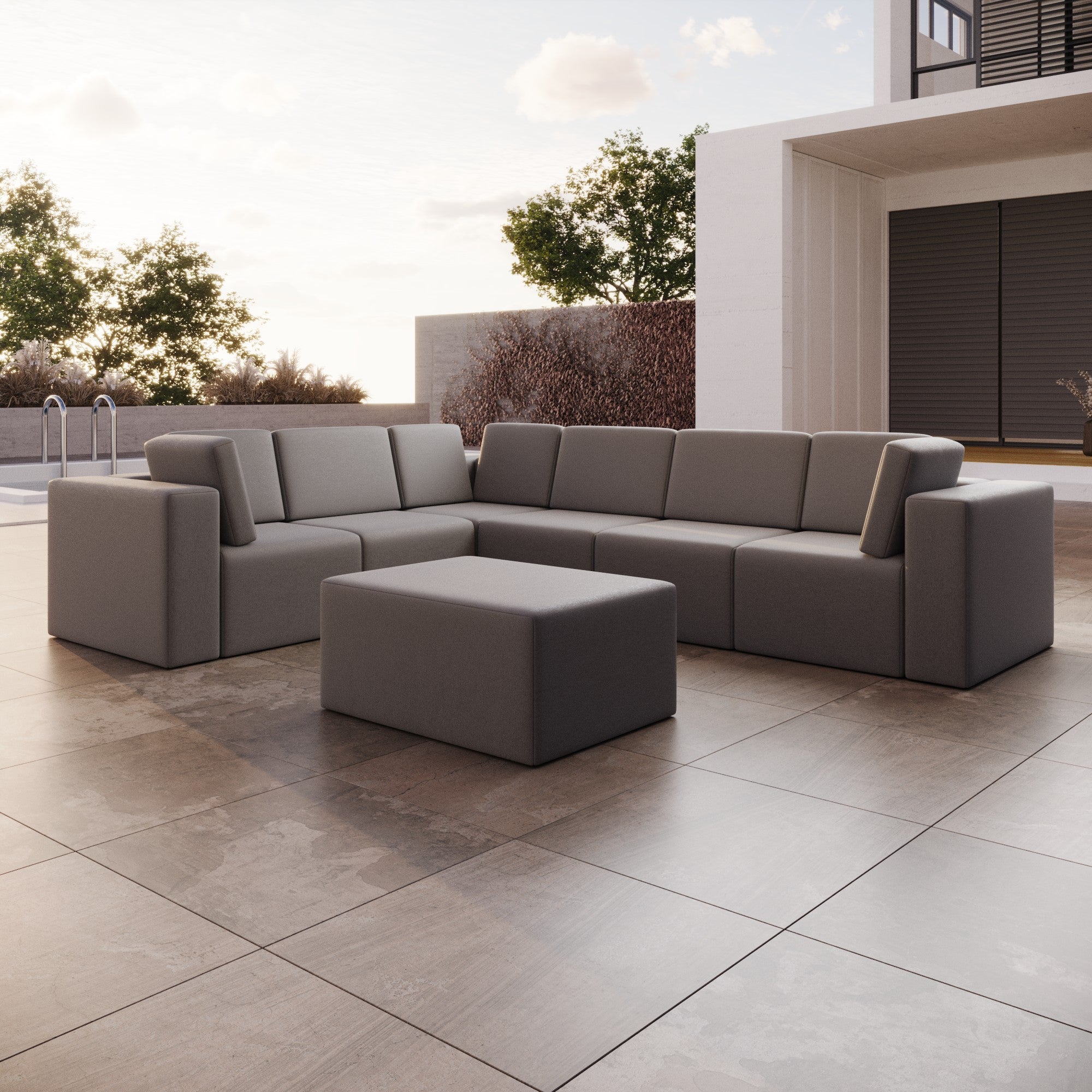 Sofa de jardin modulaire Eden L Maxi avec pouf d'appoint