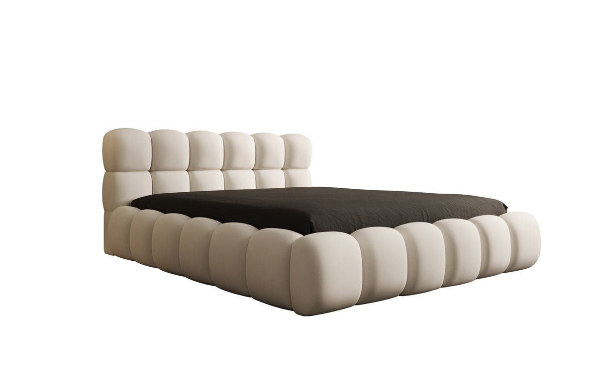 Lit capitonné designer Boston Tissu avec espace de rangement