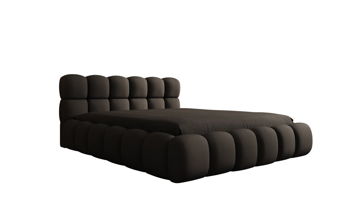 Lit capitonné designer Boston Tissu avec espace de rangement