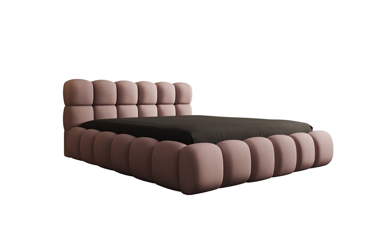 Lit capitonné designer Boston Tissu avec espace de rangement