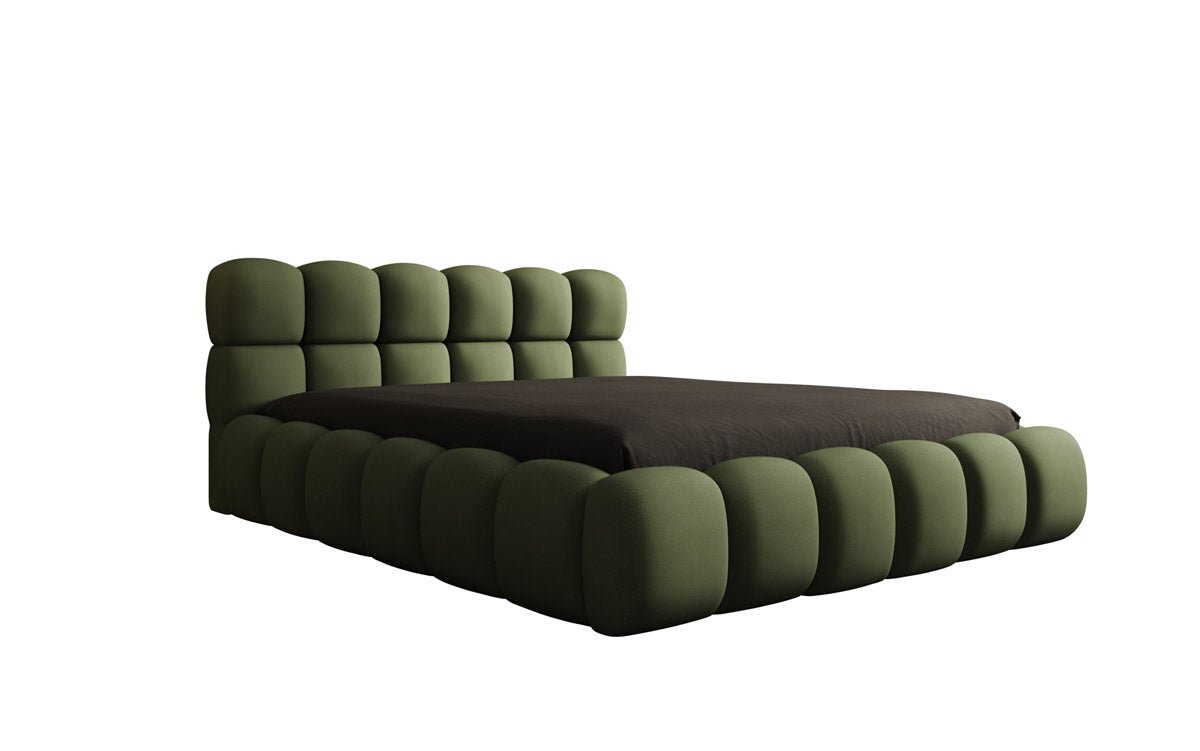 Lit capitonné designer Boston Tissu avec espace de rangement