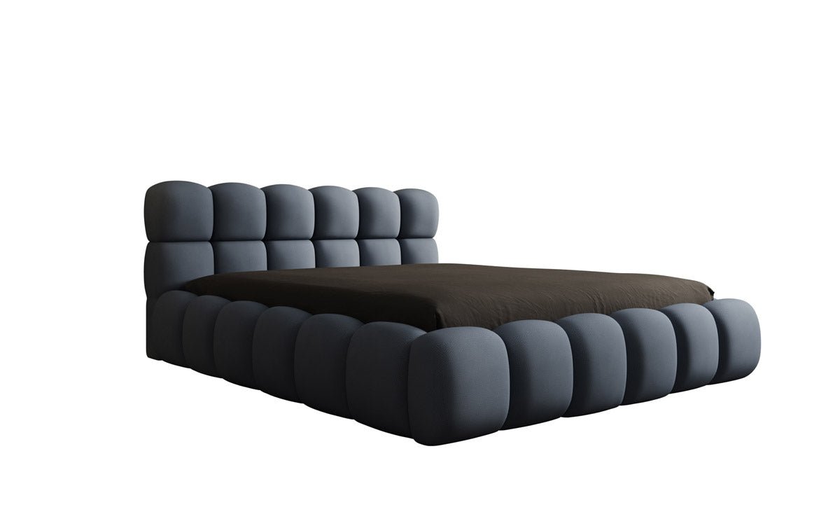 Lit capitonné designer Boston Tissu avec espace de rangement