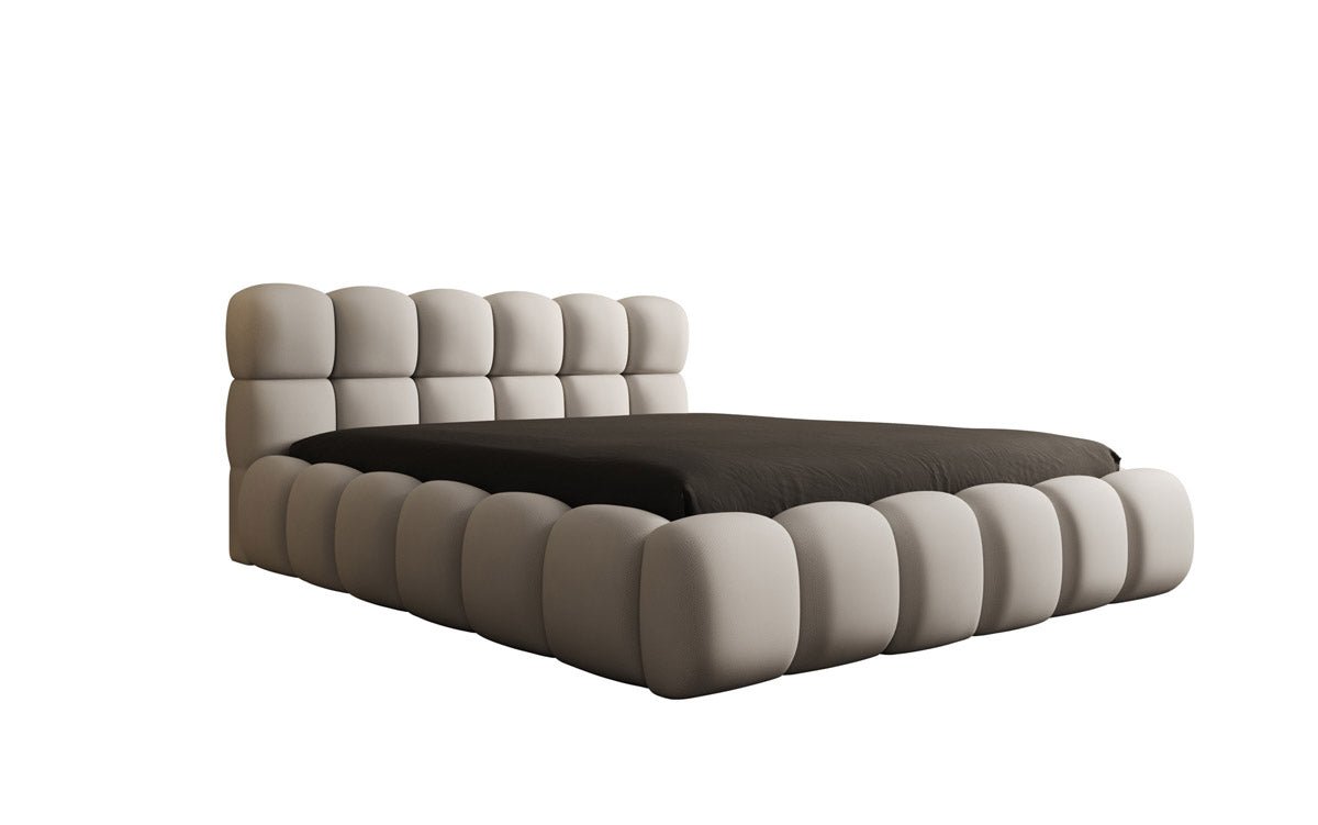 Lit capitonné designer Boston Tissu avec espace de rangement