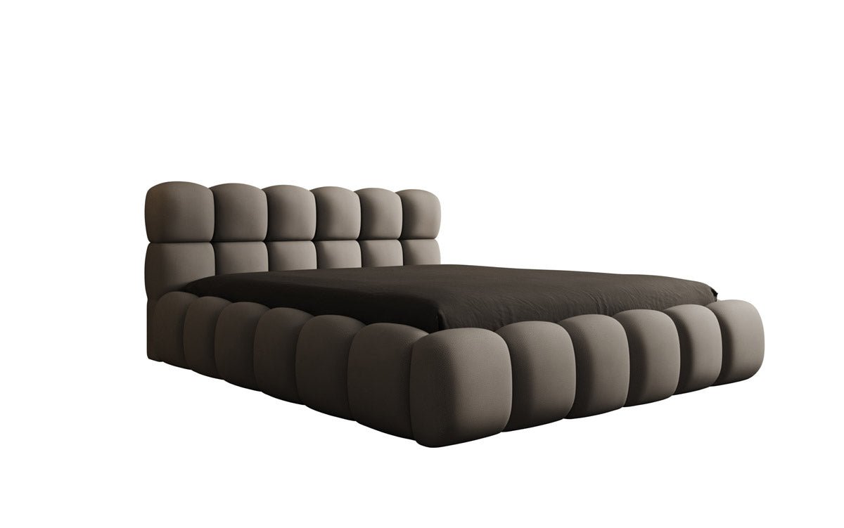 Lit capitonné designer Boston Tissu avec espace de rangement