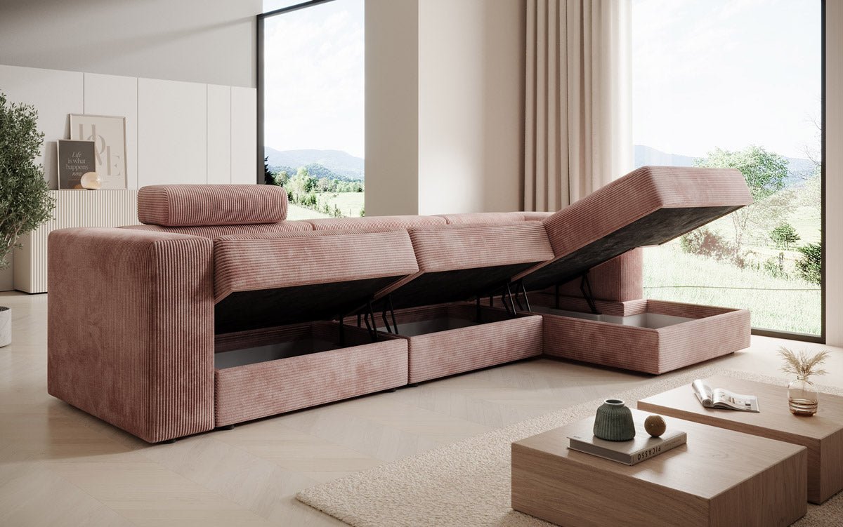 Designer Sofa Stockholm in Cord mit Stauraum