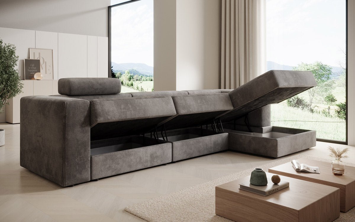 Designer Sofa Stockholm in Cord mit Stauraum