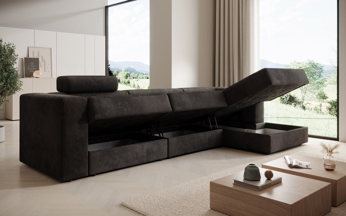 Designer Sofa Stockholm in Cord mit Stauraum