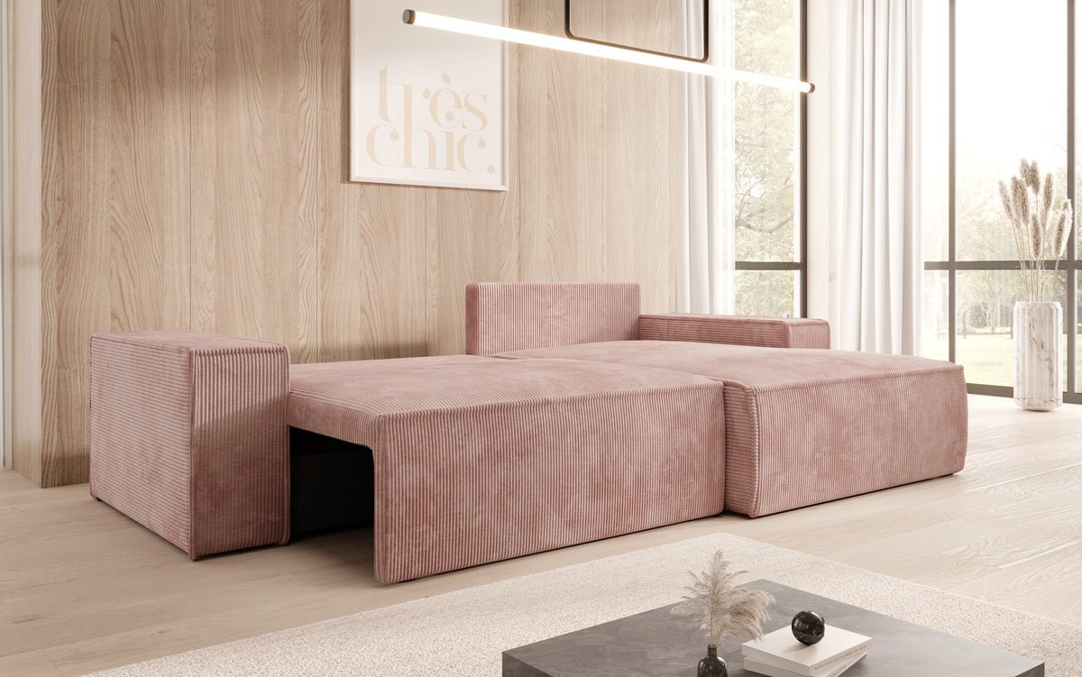 Designer Sofa Corino in Cord mit Schlaf- und Klappfunktion