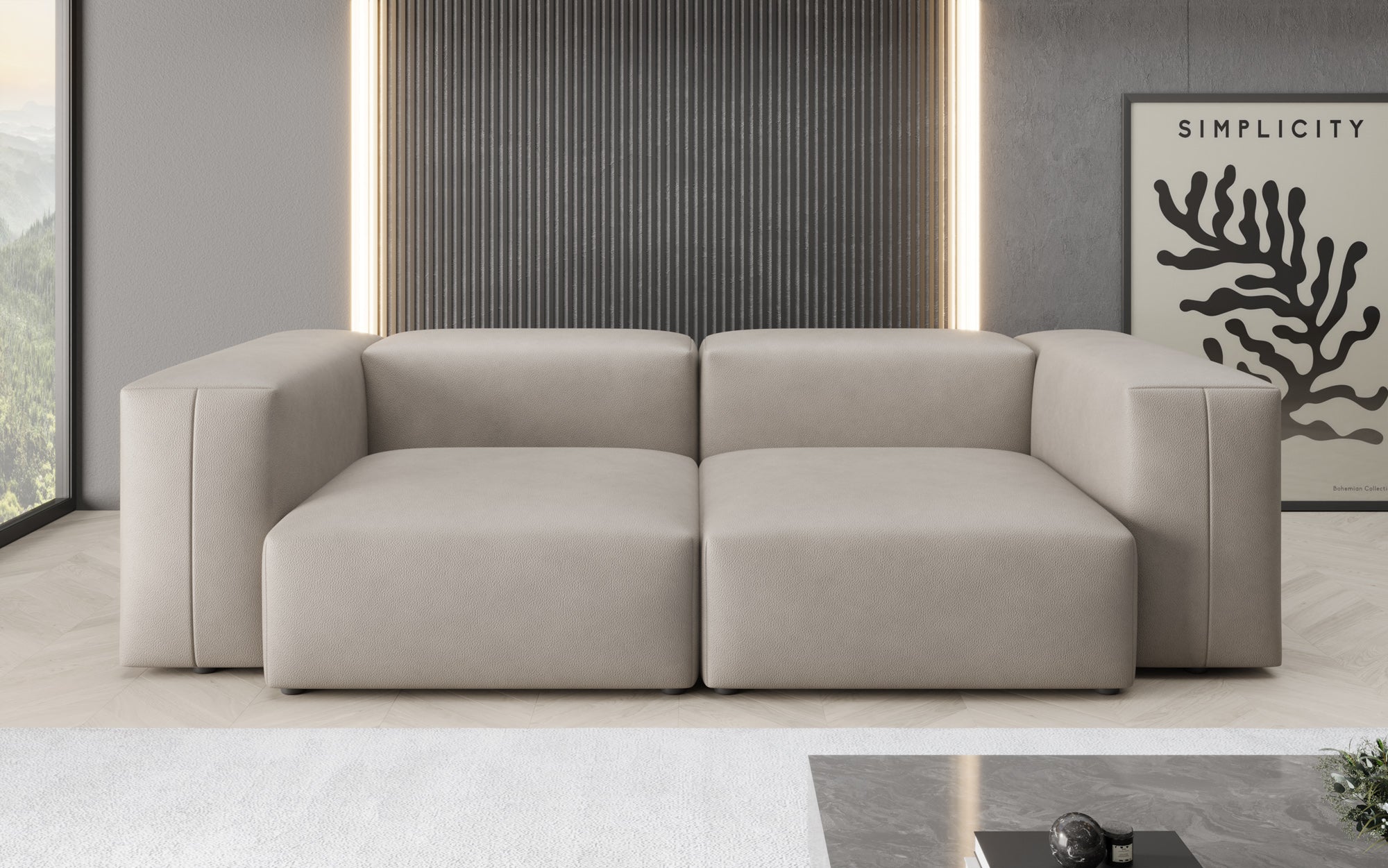 Designer 2 Sitzer Sofa Snug in Echtleder