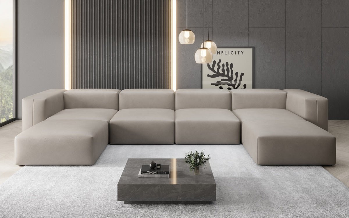 Designer U Sofa Snug in Echtleder