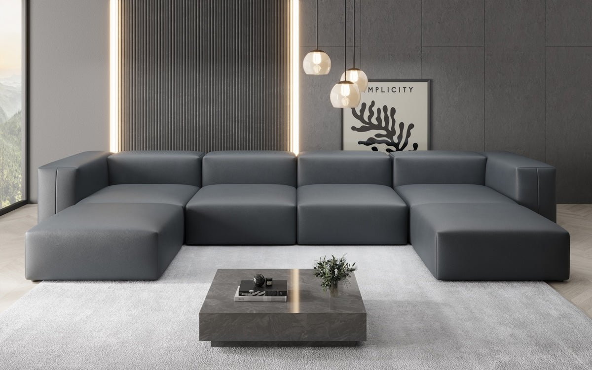 Designer U Sofa Snug in Echtleder