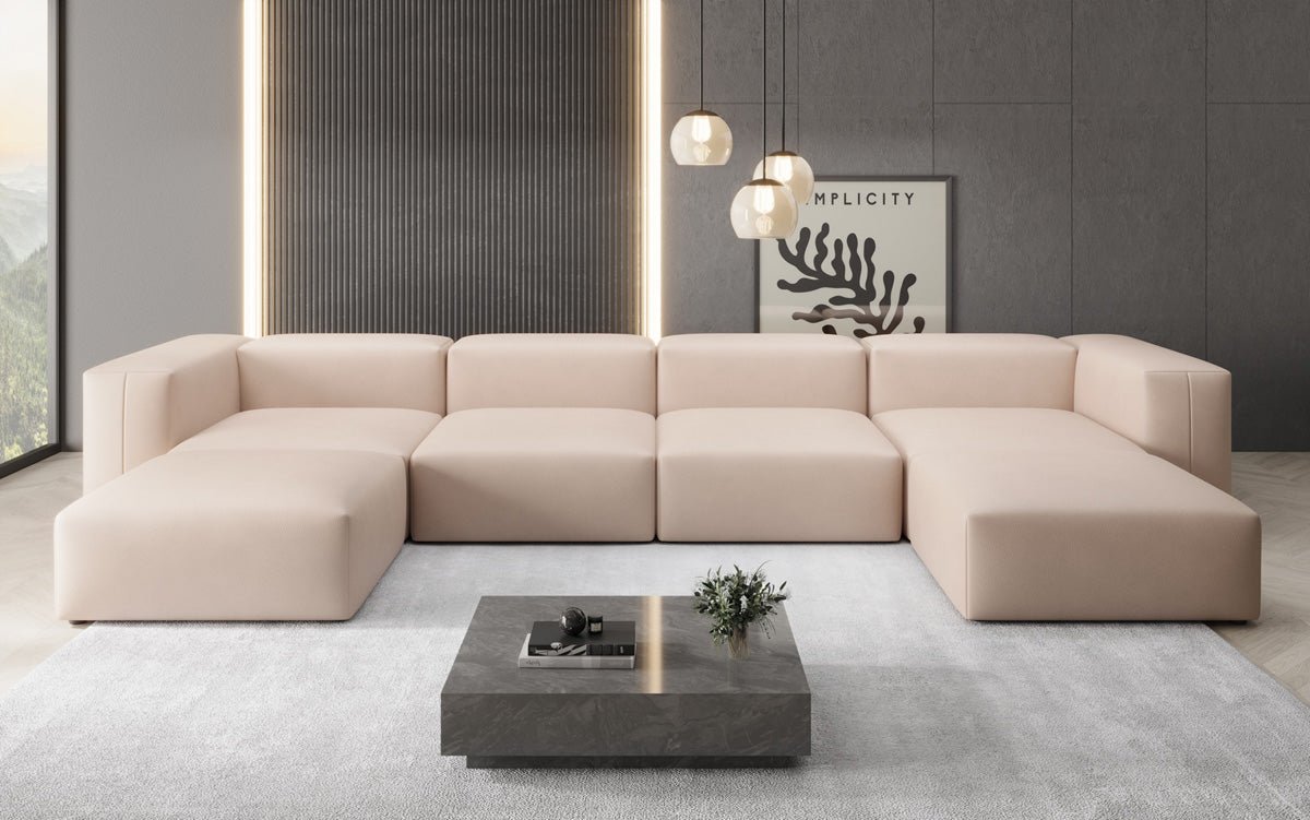 Designer U Sofa Snug in Echtleder