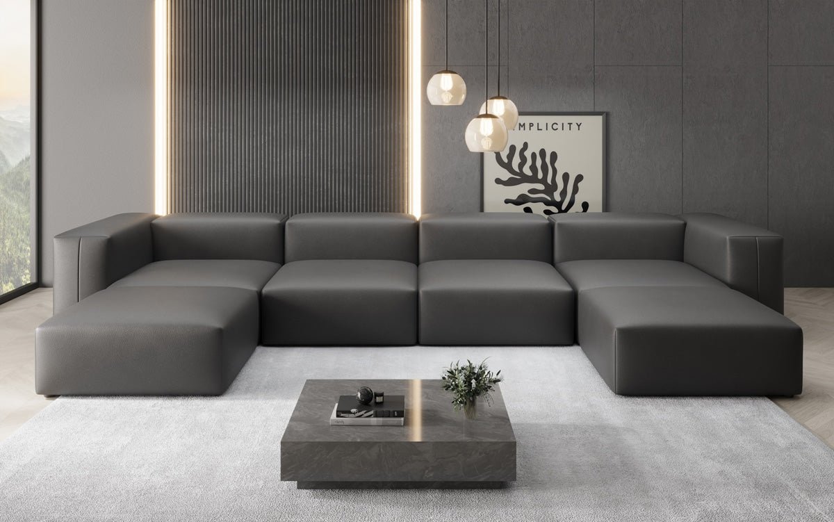 Designer U Sofa Snug in Echtleder