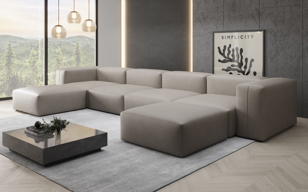 Designer U Sofa Snug in Echtleder