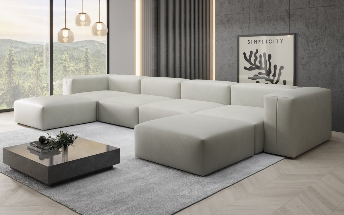 Designer U Sofa Snug in Echtleder