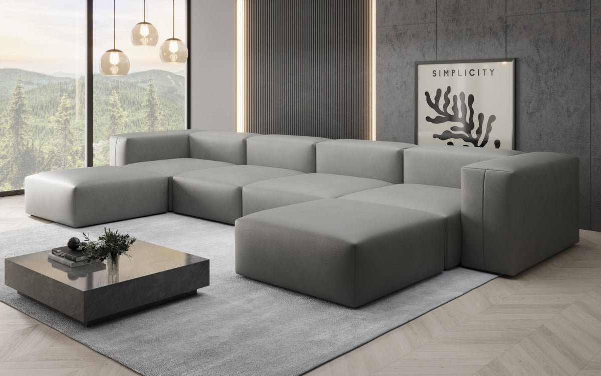 Designer U Sofa Snug in Echtleder