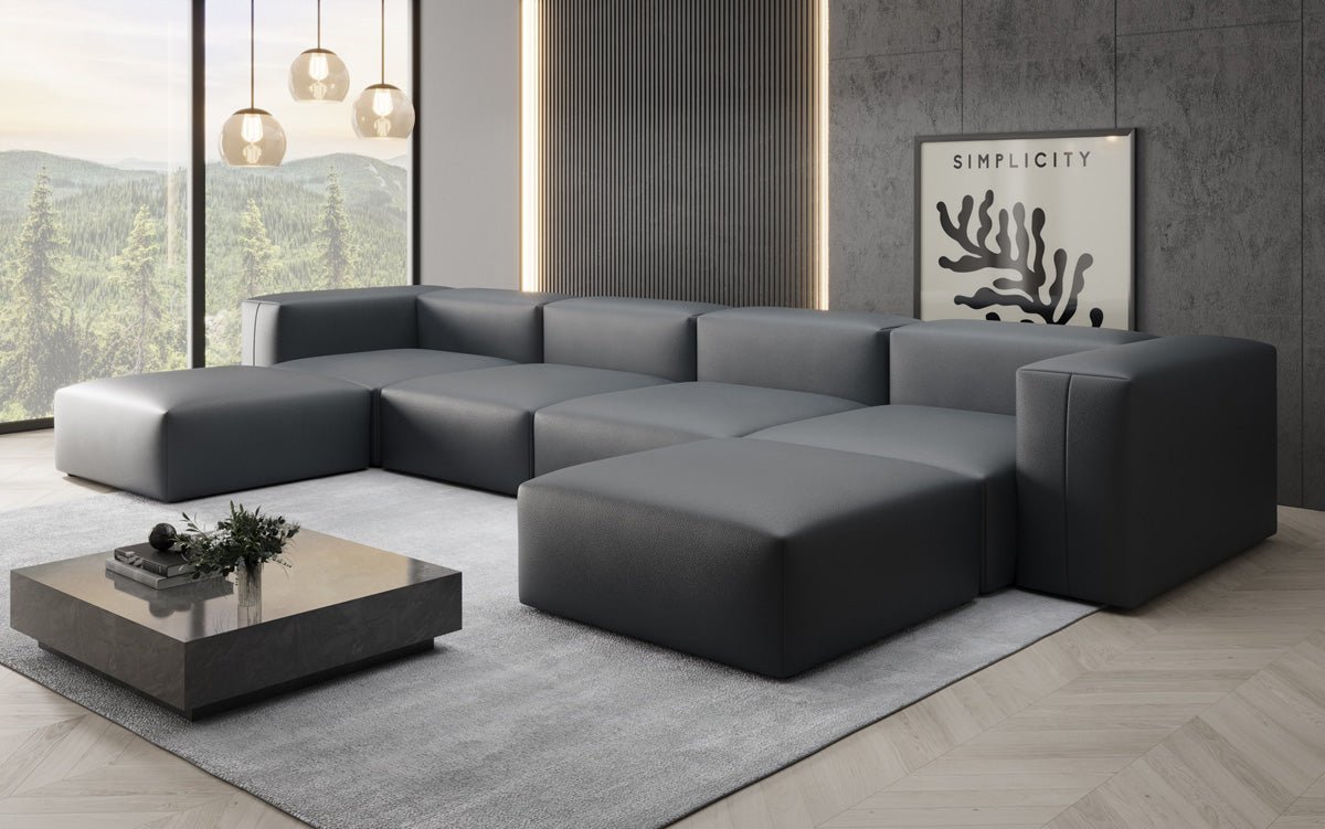 Designer U Sofa Snug in Echtleder