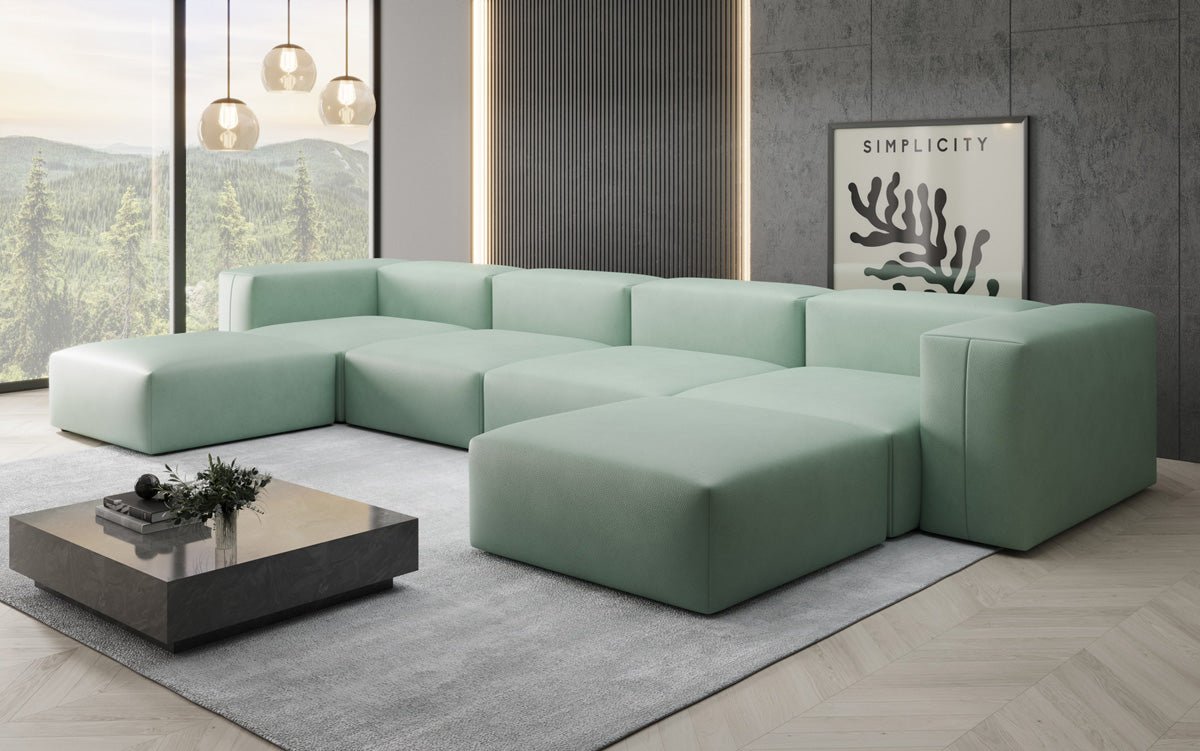 Designer U Sofa Snug in Echtleder