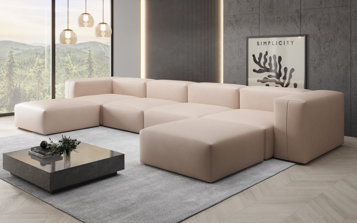 Designer U Sofa Snug in Echtleder