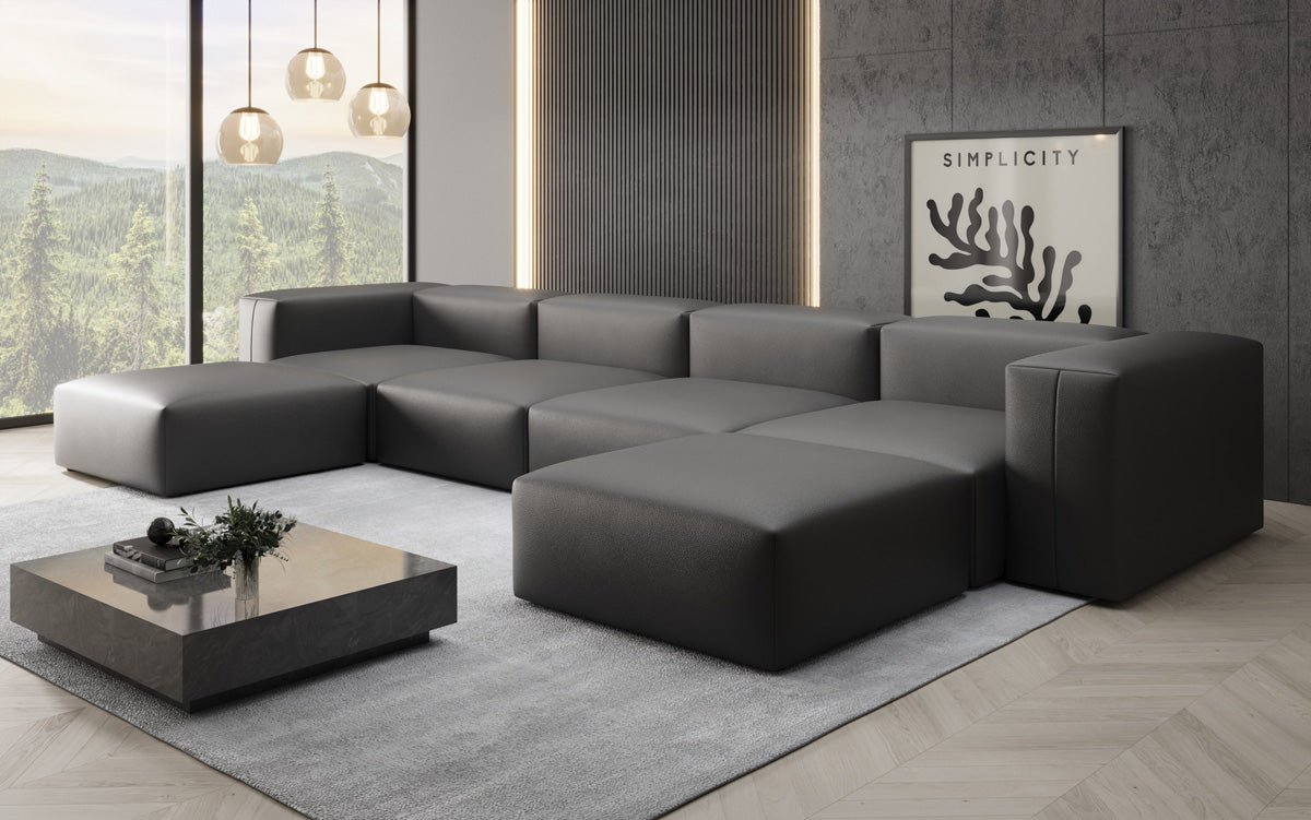 Designer U Sofa Snug in Echtleder