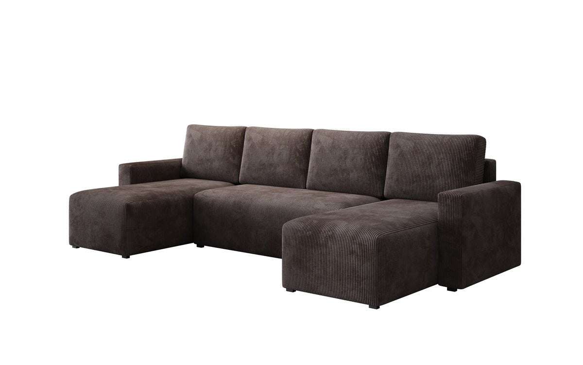 Designer Sofa Melva U mit Schlaf- und Klappfunktion in Cord