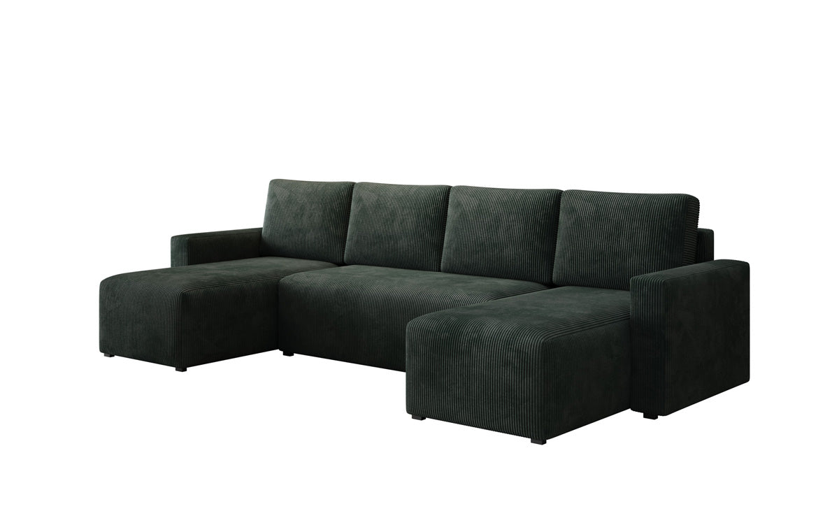 Designer Sofa Melva U mit Schlaf- und Klappfunktion in Cord