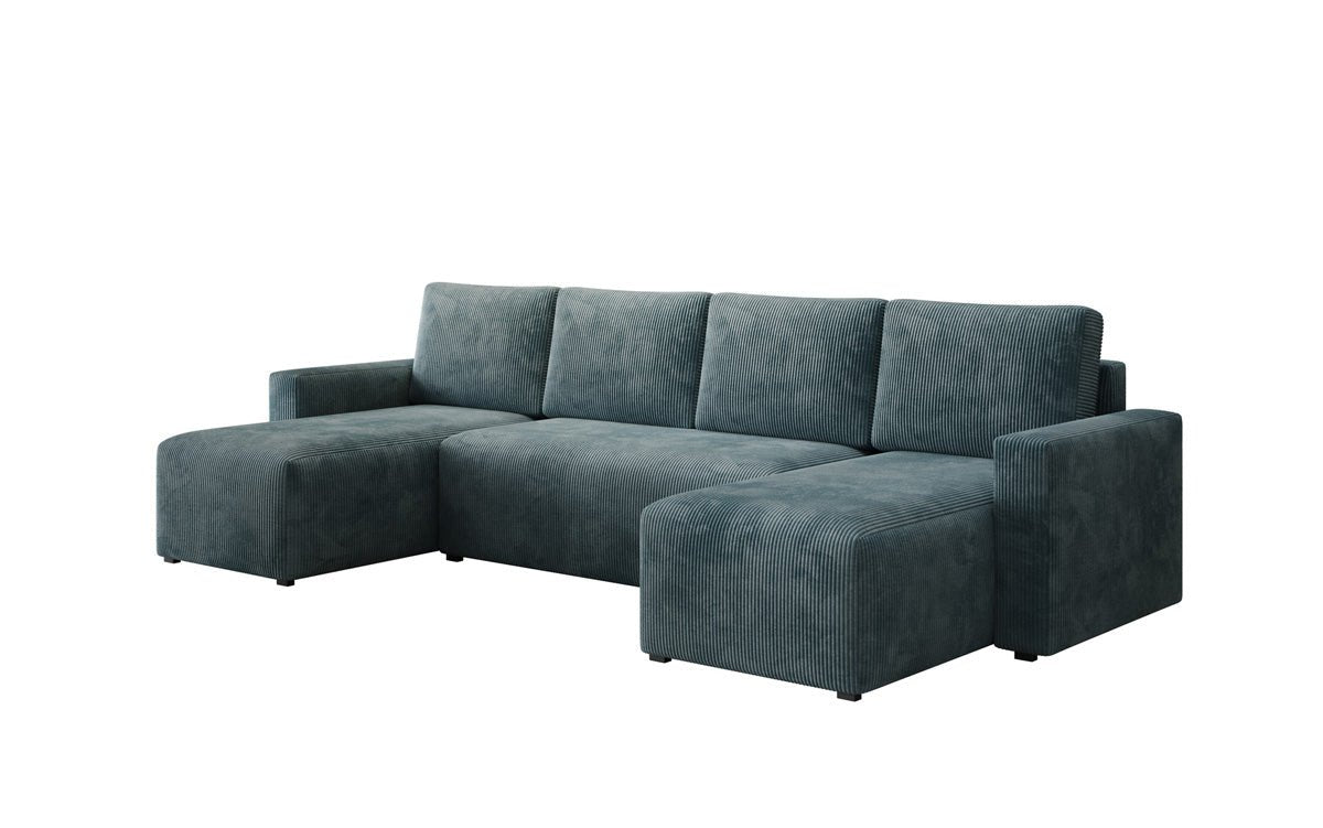 Designer Sofa Melva U mit Schlaf- und Klappfunktion in Cord