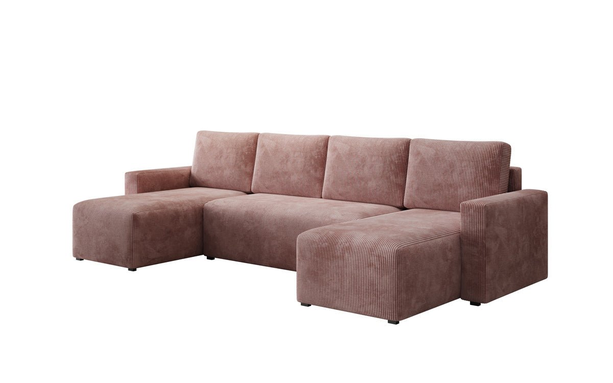 Designer Sofa Melva U mit Schlaf- und Klappfunktion in Cord