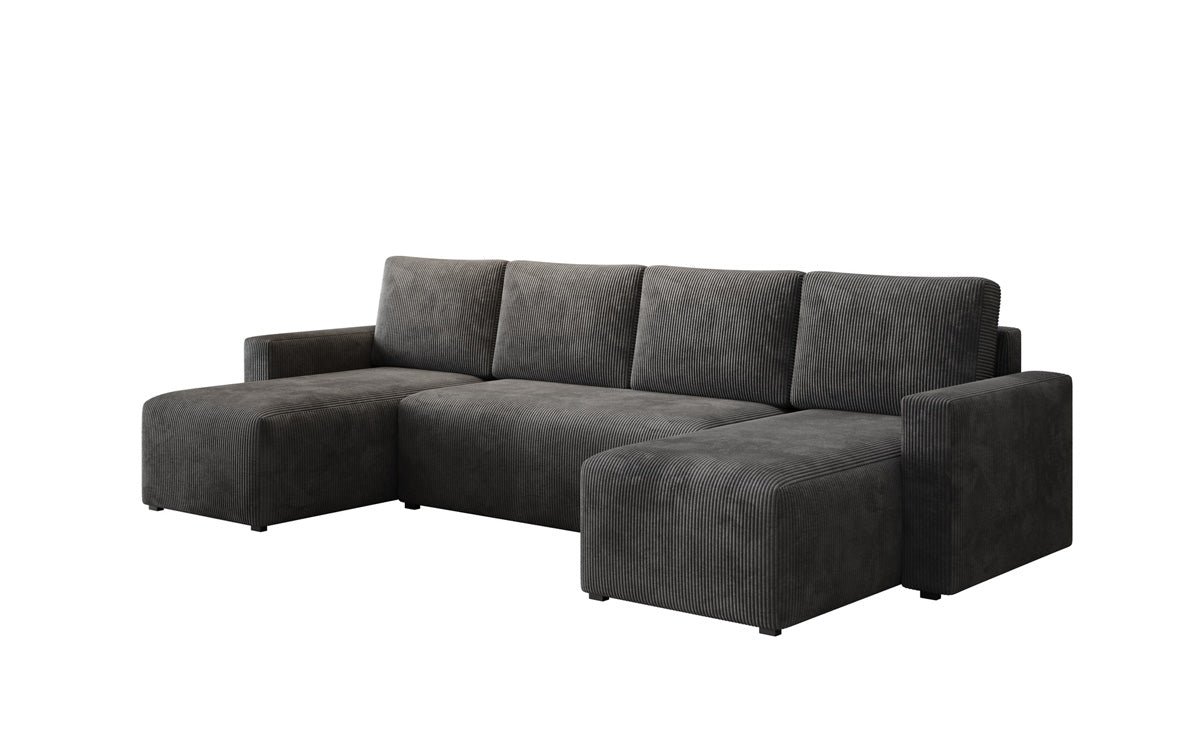 Designer Sofa Melva U mit Schlaf- und Klappfunktion in Cord