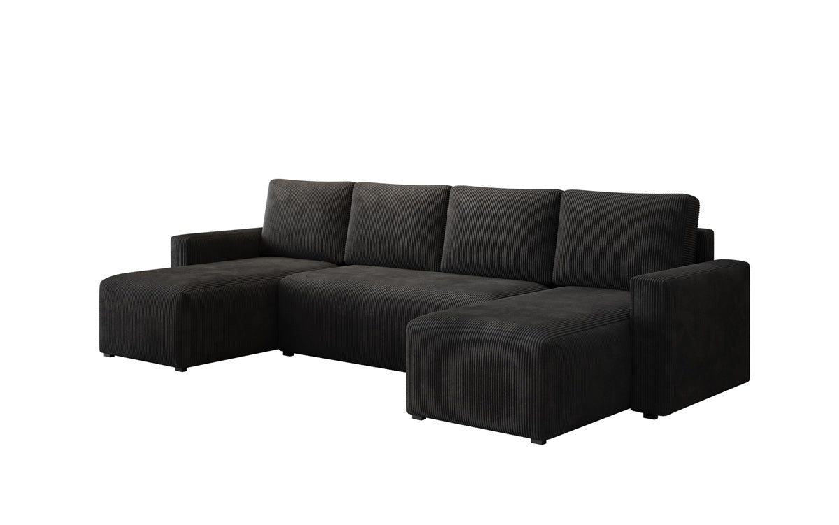 Designer Sofa Melva U mit Schlaf- und Klappfunktion in Cord