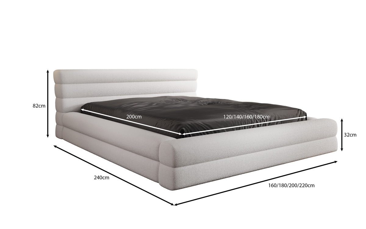 Designer Polsterbett Velana Bouclé mit Stauraum