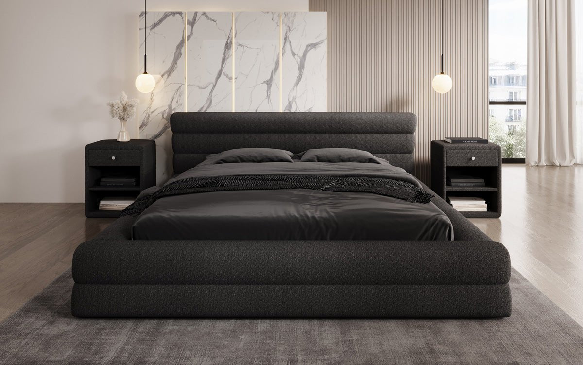 Designer Polsterbett Velana Bouclé mit Stauraum