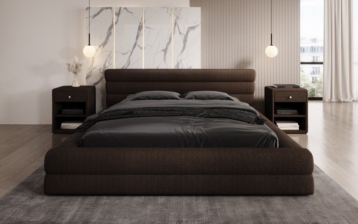 Designer Polsterbett Velana Bouclé mit Stauraum