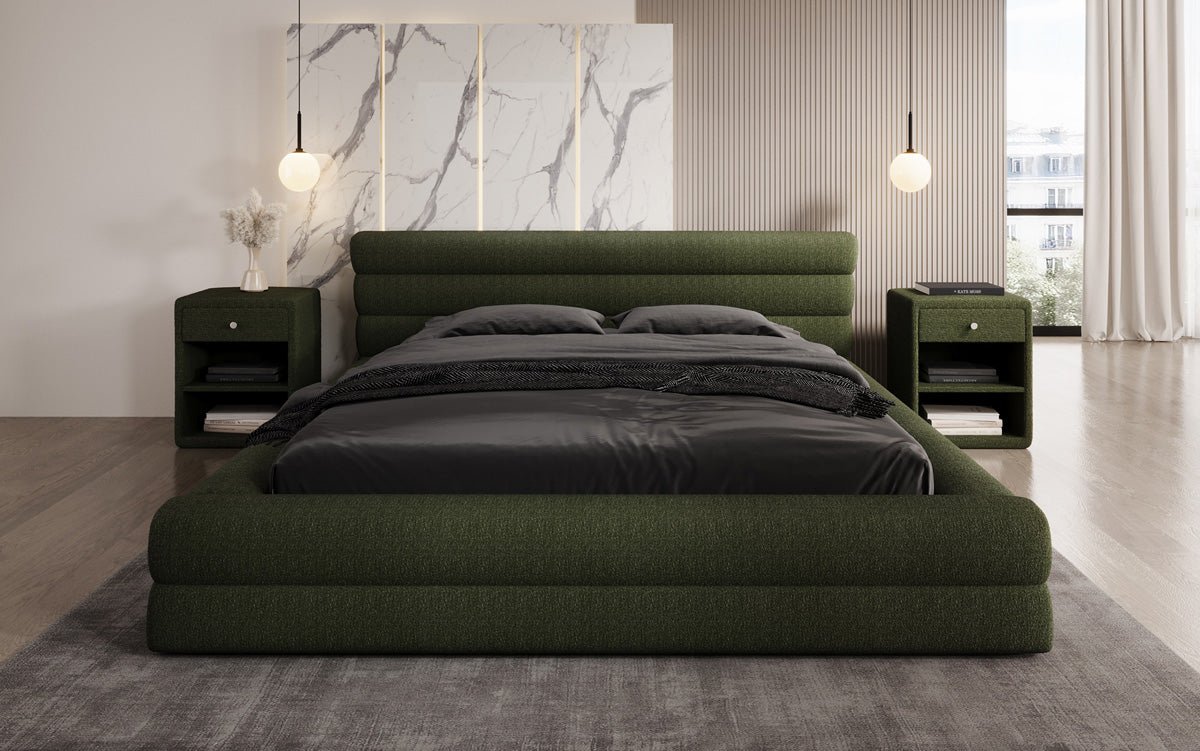 Designer Polsterbett Velana Bouclé mit Stauraum