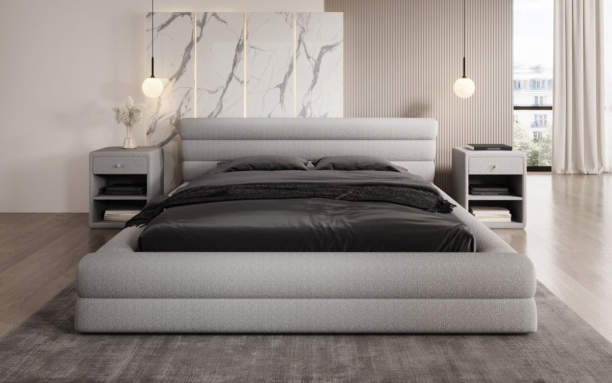 Designer Polsterbett Velana Bouclé mit Stauraum