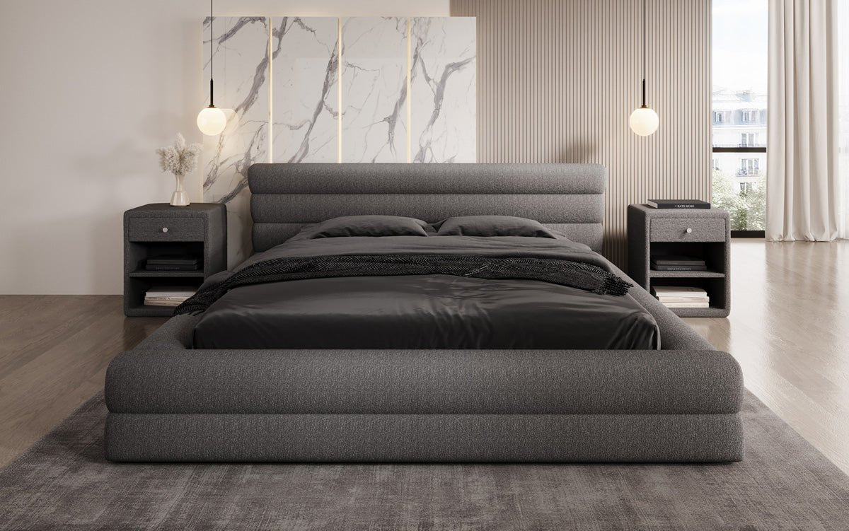 Designer Polsterbett Velana Bouclé mit Stauraum