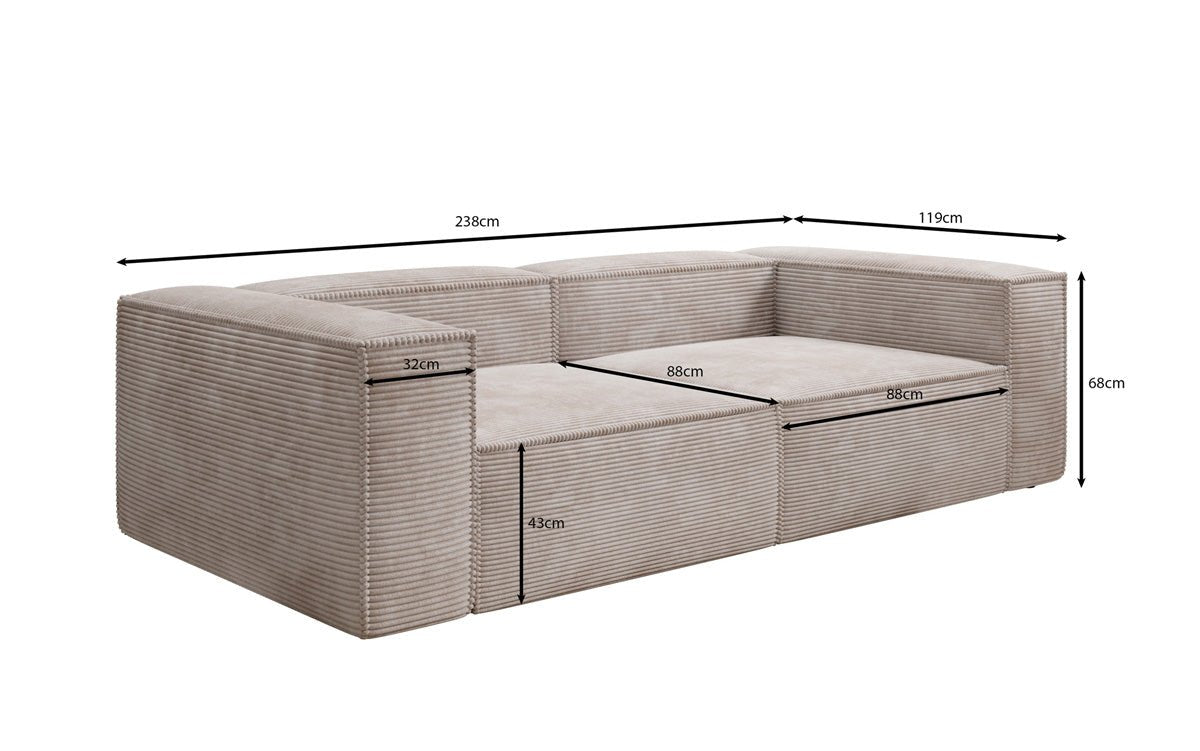 Designer Sofa Lesley 3 Sitzer in Cord