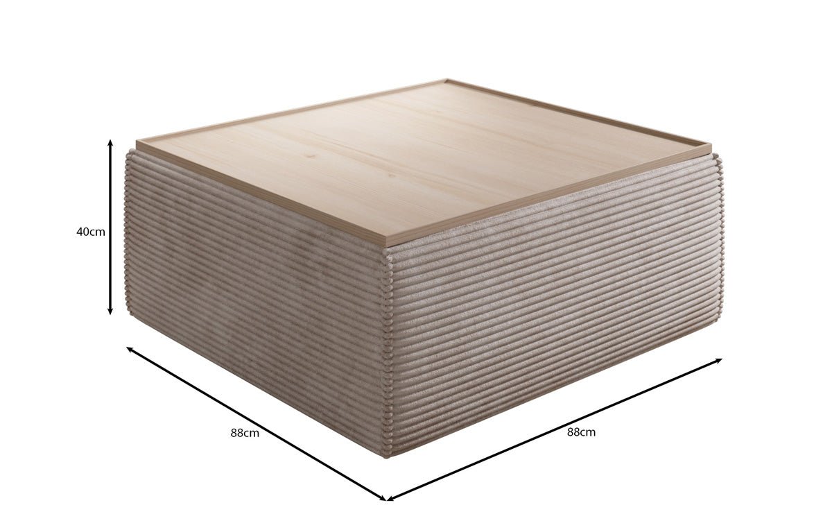 Beistellhocker/Couchtisch Lesley mit Stauraum in Cord