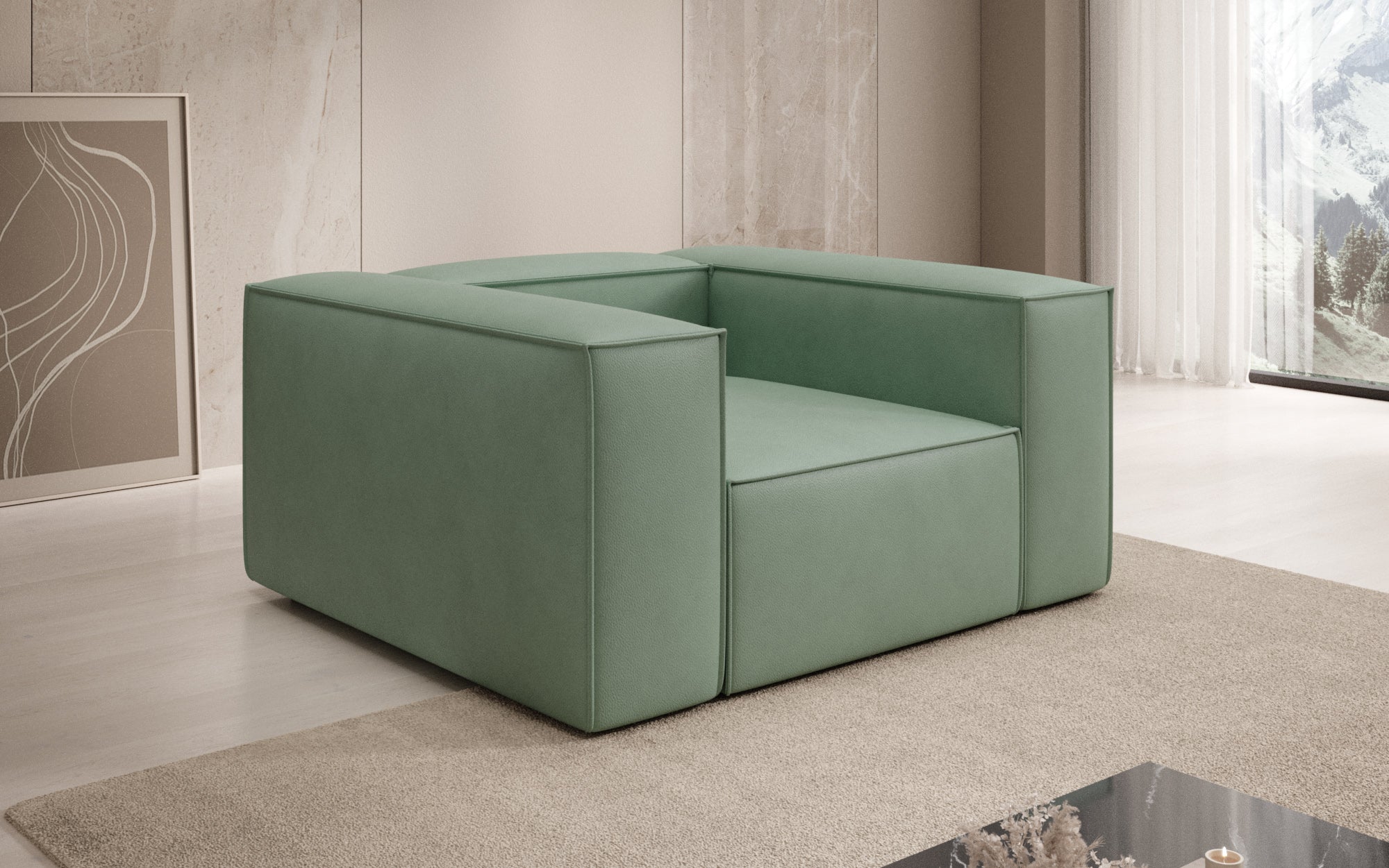 Designer Sofa-Sessel Lesley in Echtleder