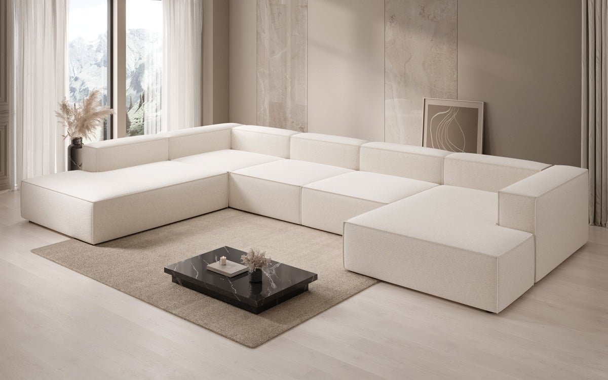 Designer Sofa Lesley U XXL in Strukturstoff