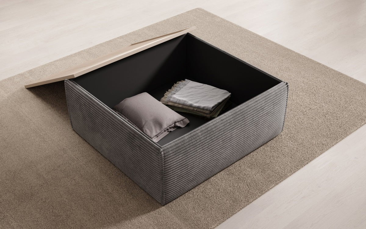 Beistellhocker/Couchtisch Lesley mit Stauraum in Cord