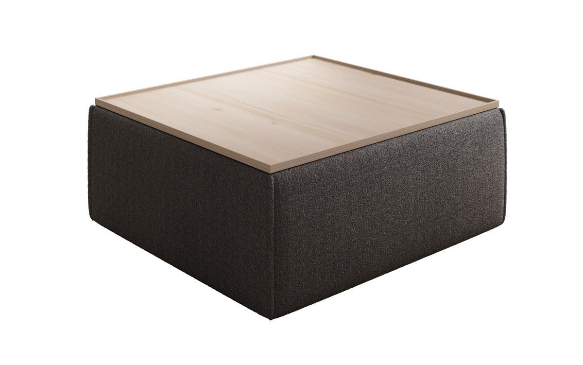 Beistellhocker/Couchtisch Lesley mit Stauraum in Bouclé