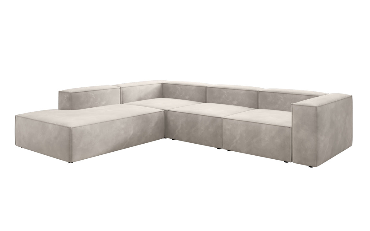 Designer Sofa Lesley L met lange ottomaan in Fluweel